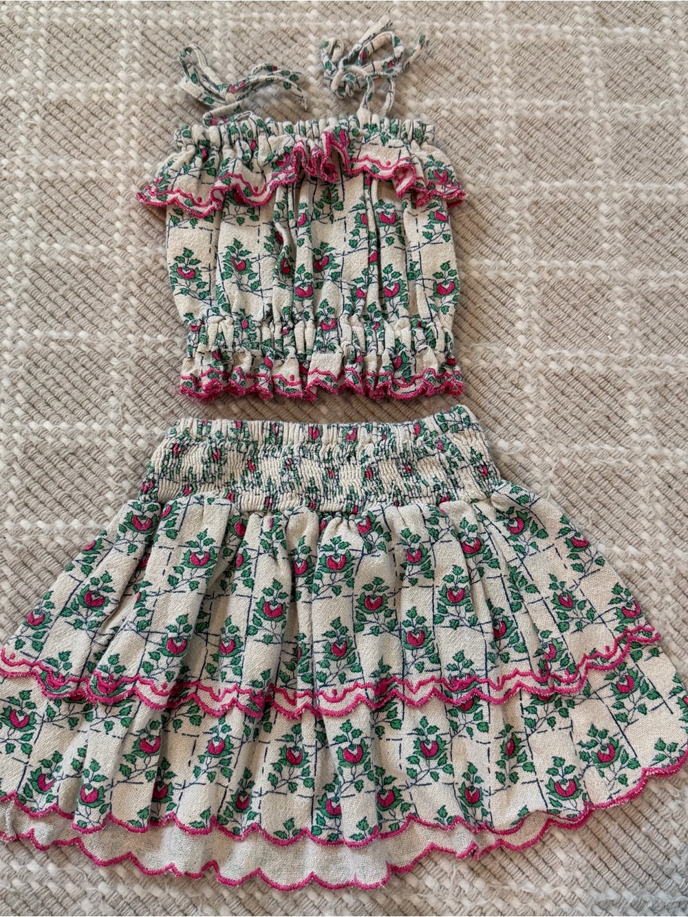 Bebe Organic Rosella Smocked Skirt Set